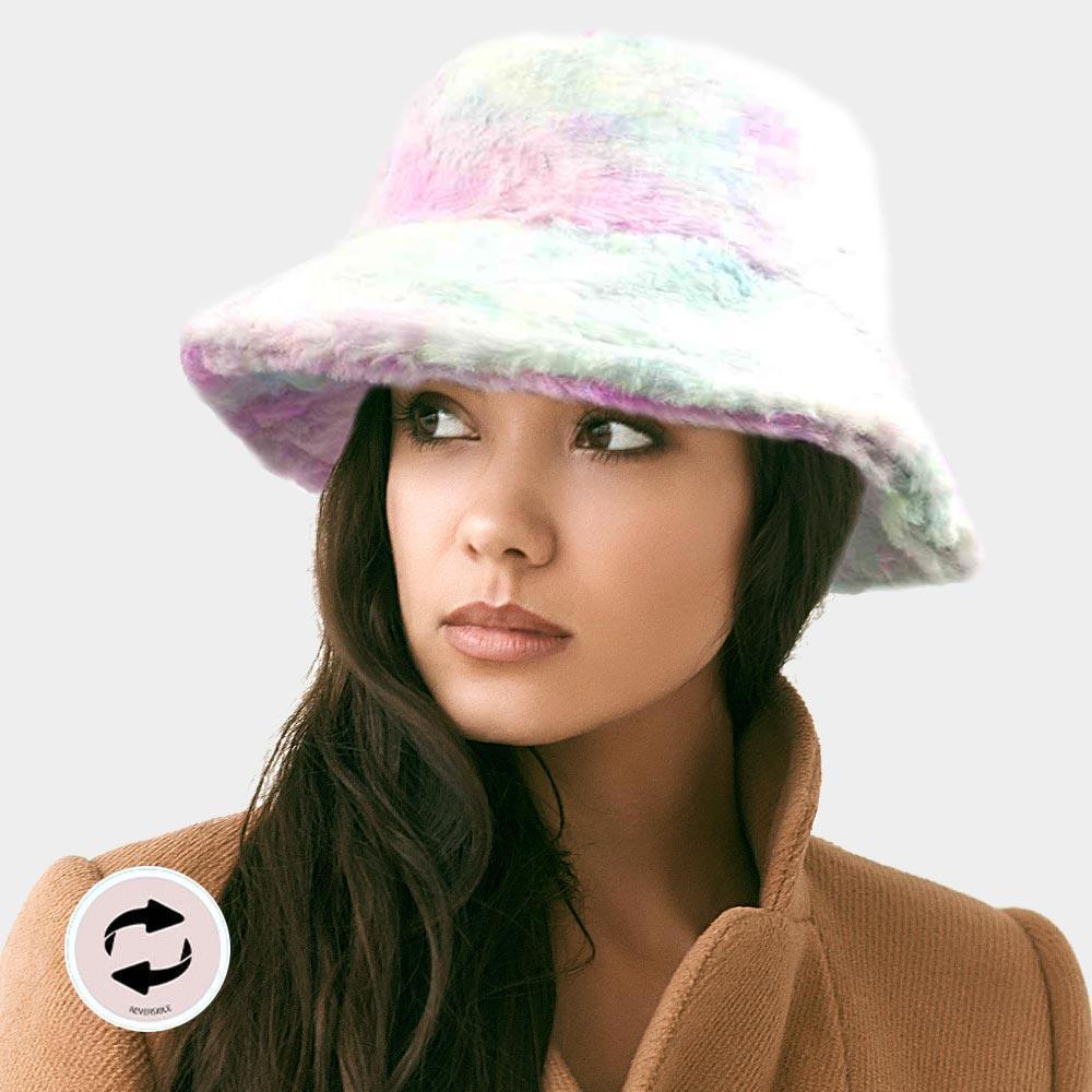 Reversible Colorful Soft Faux Fur Bucket Hat - Jewelry Store by Erik Rayo