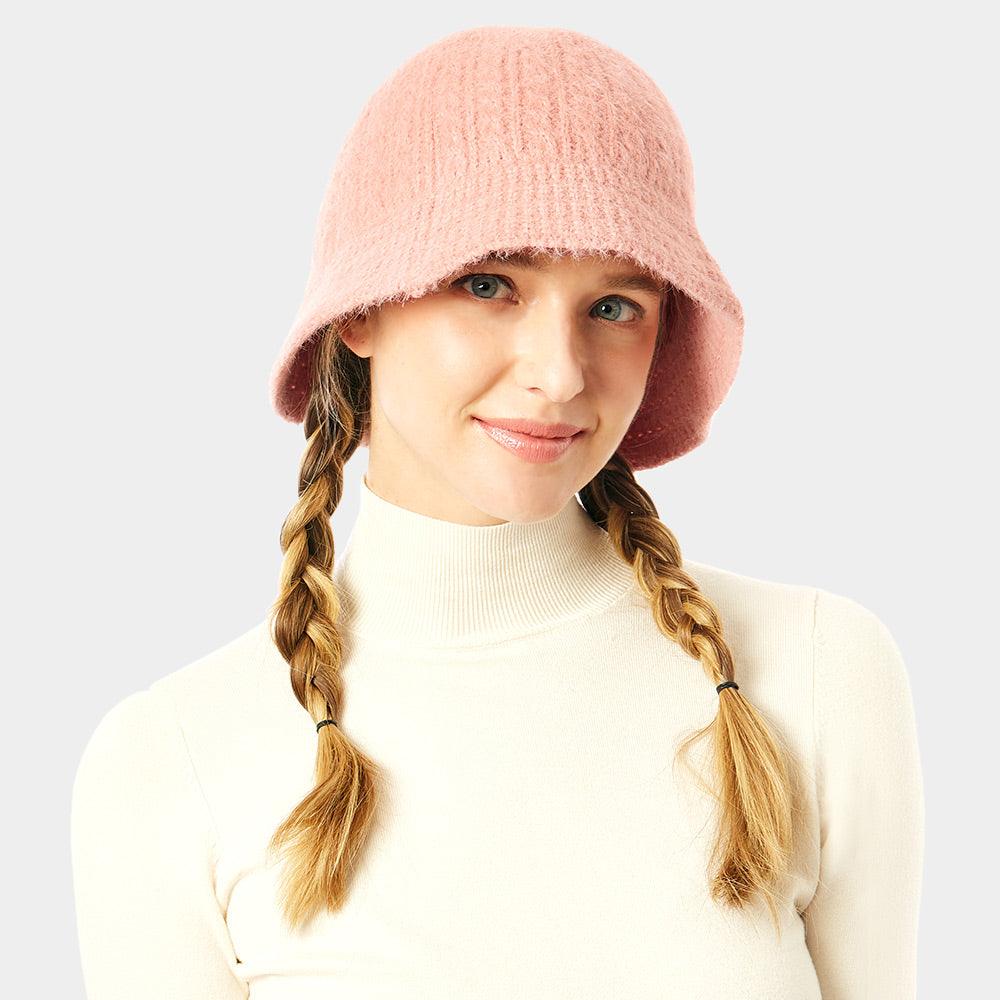 Soft Cable Knit Solid Bucket Hat