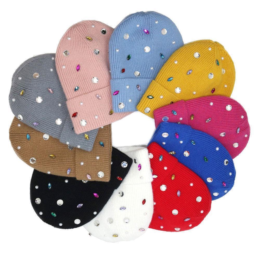 Pearl Jewel Embellished Fleece Lining Knit Beanie Hat - Jewelry Store by Erik Rayo