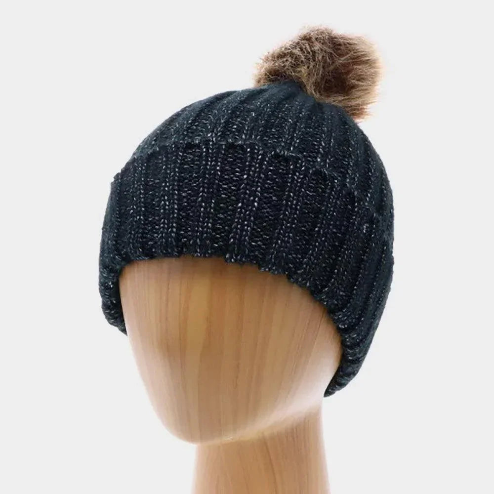 Soft Knit Faux Pom Pom Beanie Hat - Jewelry Store by Erik Rayo