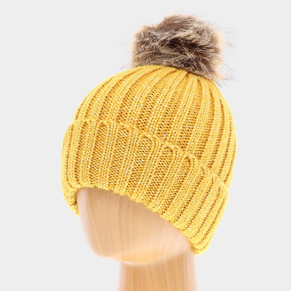 Soft Knit Faux Pom Pom Beanie Hat