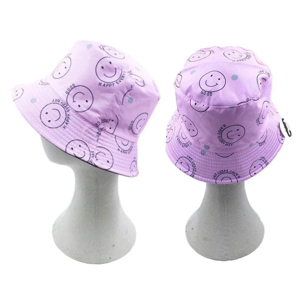 Reversible Happy Every Day Good Message Smile Patterned Bucket Hat - Jewelry Store by Erik Rayo
