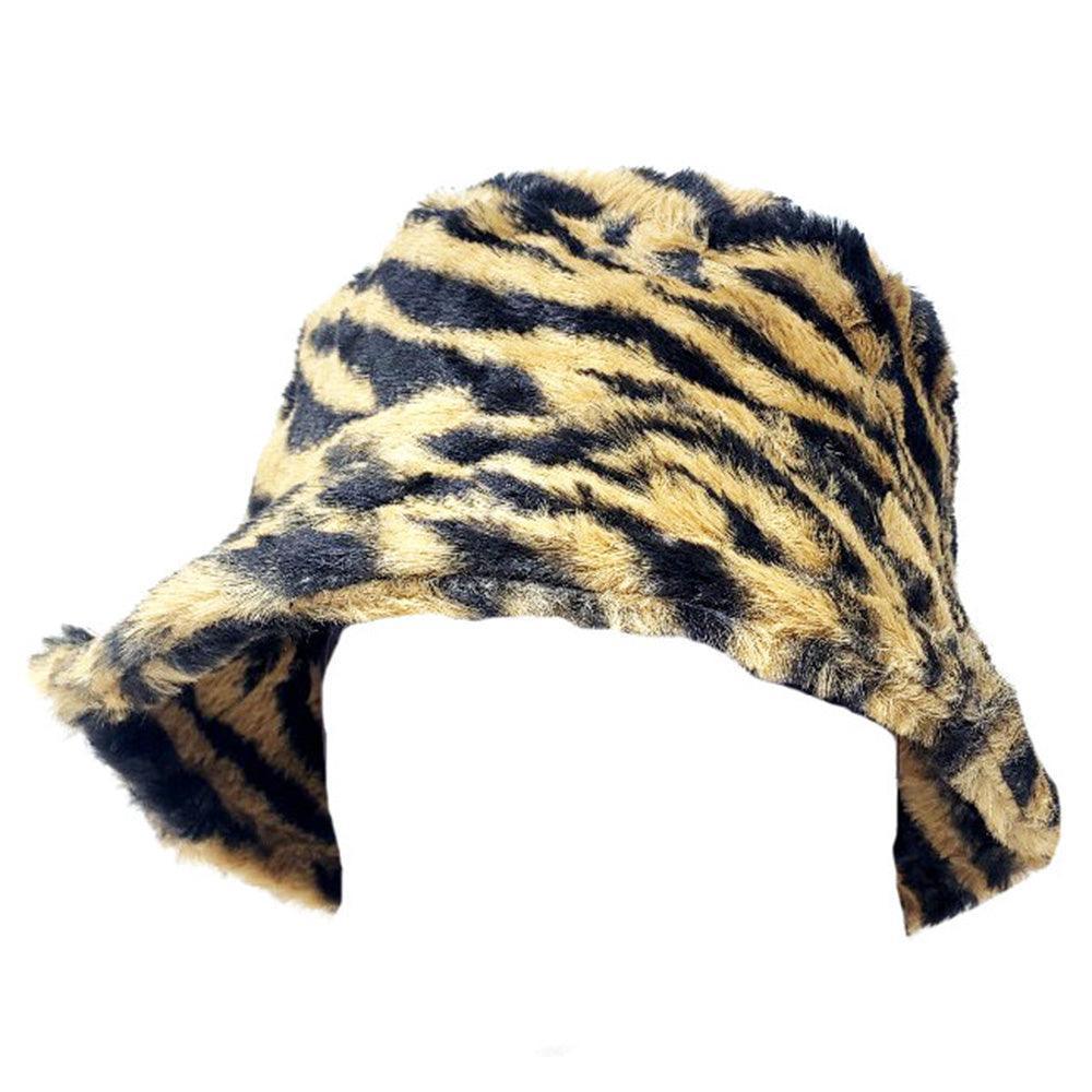 Tiger Print Faux Fur Bucket Hat - Jewelry Store by Erik Rayo