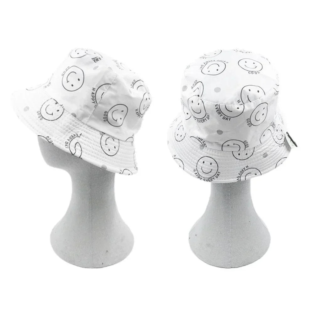 Reversible Happy Every Day Good Message Smile Patterned Bucket Hat - Jewelry Store by Erik Rayo