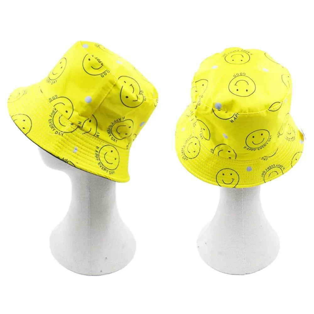 Reversible Happy Every Day Good Message Smile Patterned Bucket Hat - Jewelry Store by Erik Rayo