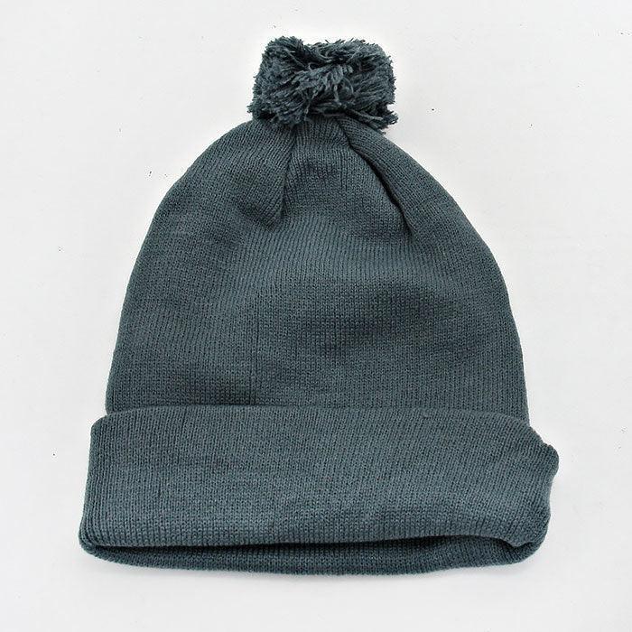 Fold Over Knit Pom Pom Beanie Hat - Jewelry Store by Erik Rayo