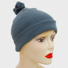 Load image into Gallery viewer, Fold Over Knit Pom Pom Beanie Hat
