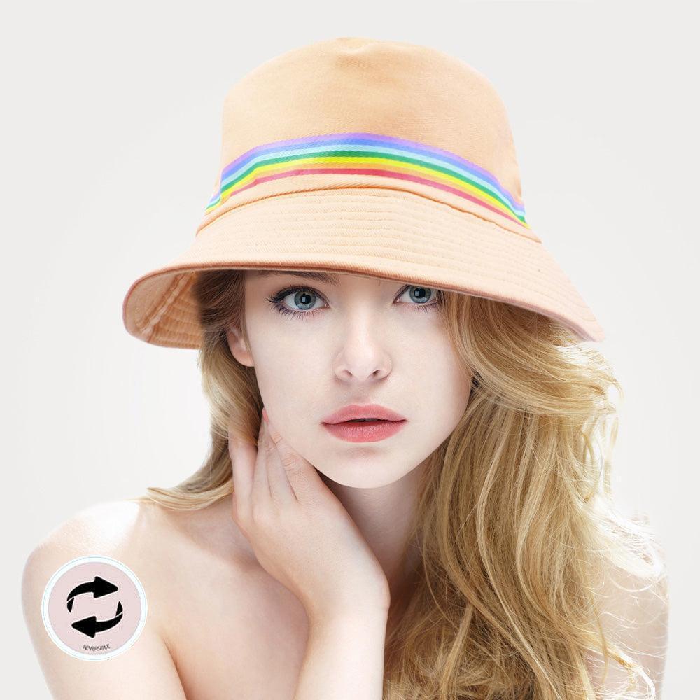 Reversible Rainbow Color Block Accented Bucket Hat - Jewelry Store by Erik Rayo