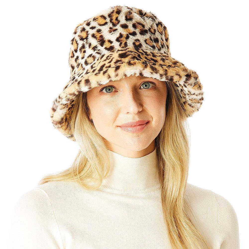 Leopard Patterned Soft Faux Fur Bucket Hat - Jewelry Store by Erik Rayo
