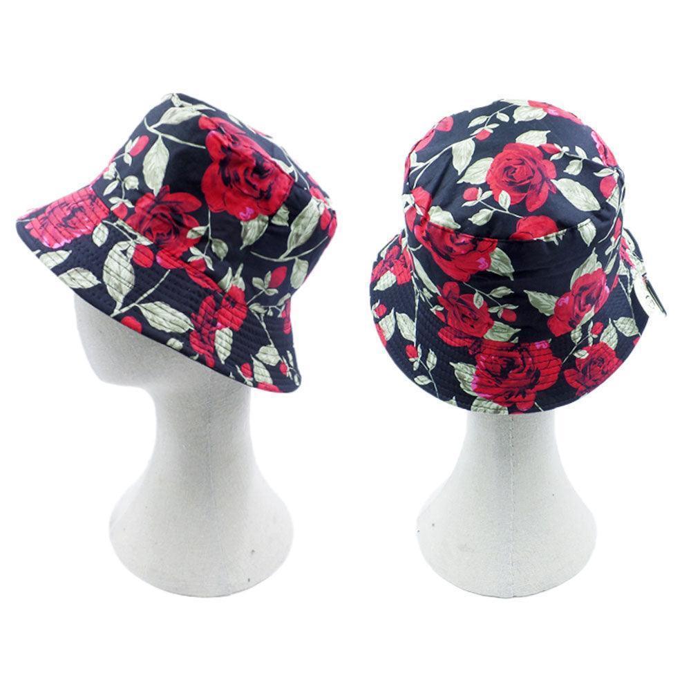 Reversible Rose Flower Leaf Patterned Bucket Hat - Jewelry Store by Erik Rayo
