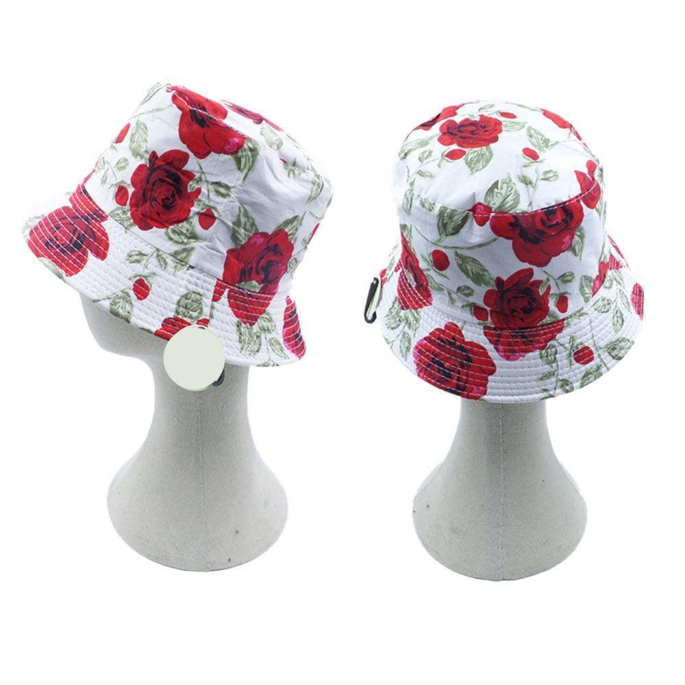 Reversible Rose Flower Leaf Patterned Bucket Hat - Jewelry Store by Erik Rayo