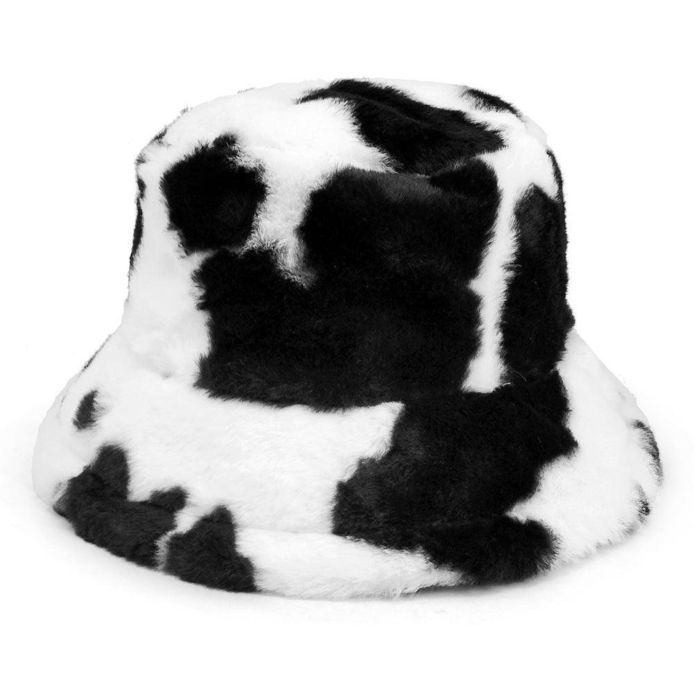Cow Patterned Faux Fur Bucket Hat - Jewelry Store by Erik Rayo
