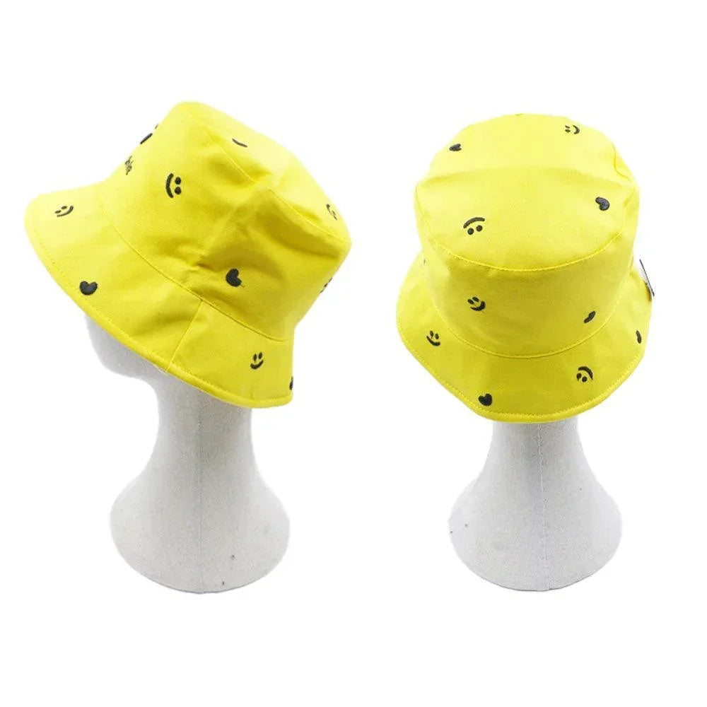 Reversible Smile Message Heart Patterned Bucket Hat - Jewelry Store by Erik Rayo