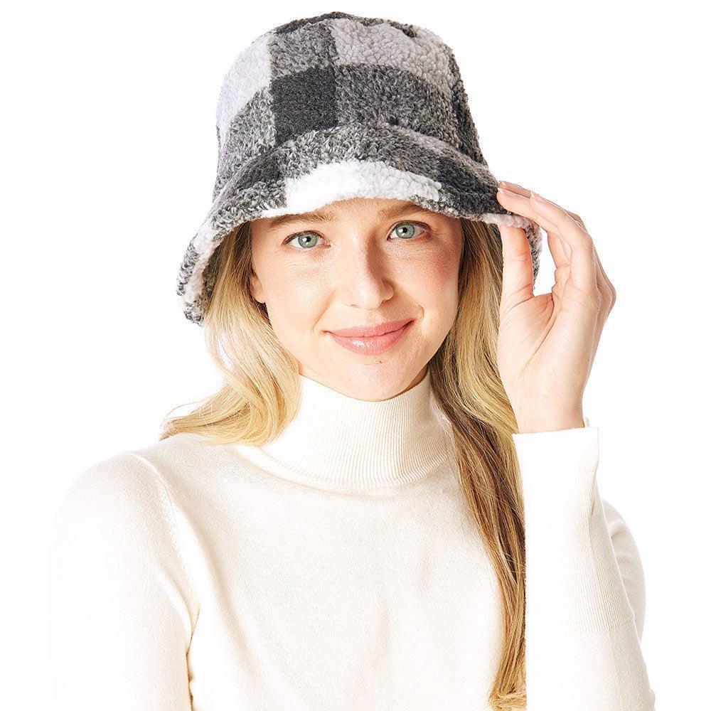 Check Patterned Faux Fur Bucket Hat - Jewelry Store by Erik Rayo