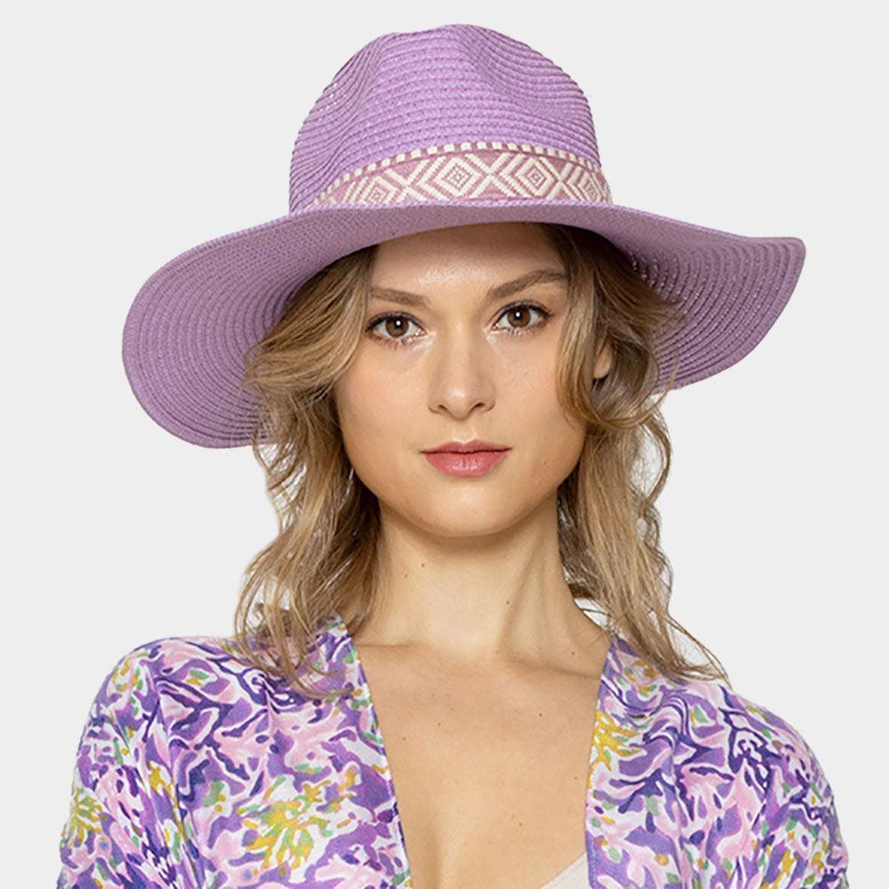 Aztec Band Straw Panama Sun Hat - Jewelry Store by Erik Rayo