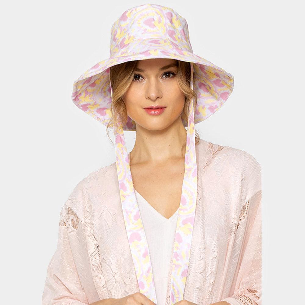 Watercolored Chin Tie Bucket Hat - Jewelry Store by Erik Rayo