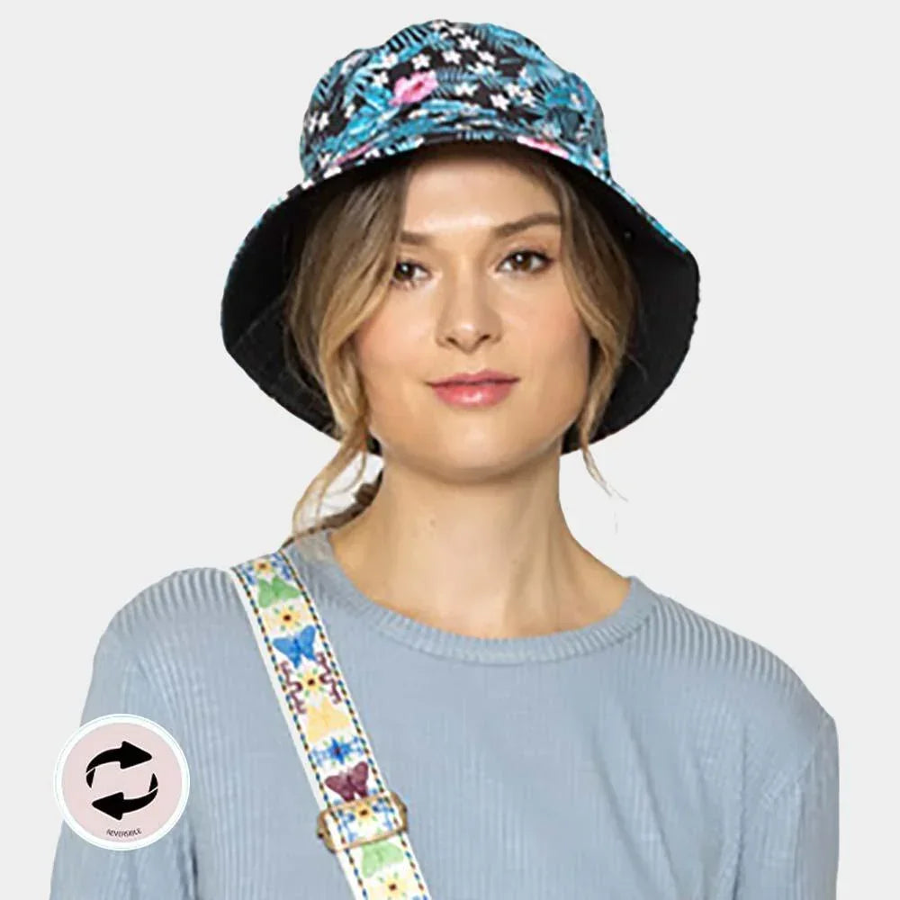 Flower Leaf Reversible Bucket Hat - Jewelry Store by Erik Rayo