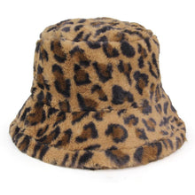 Load image into Gallery viewer, Leopard Patterned Faux Fur Bucket Hat
