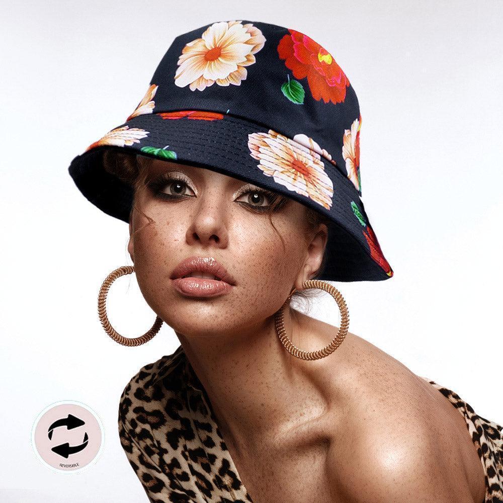 Reversible Flower Leaf Patterned Bucket Hat - Jewelry Store by Erik Rayo
