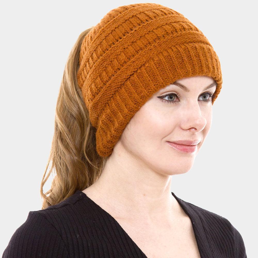Cable Knit Ponytail Beanie Hat - Jewelry Store by Erik Rayo