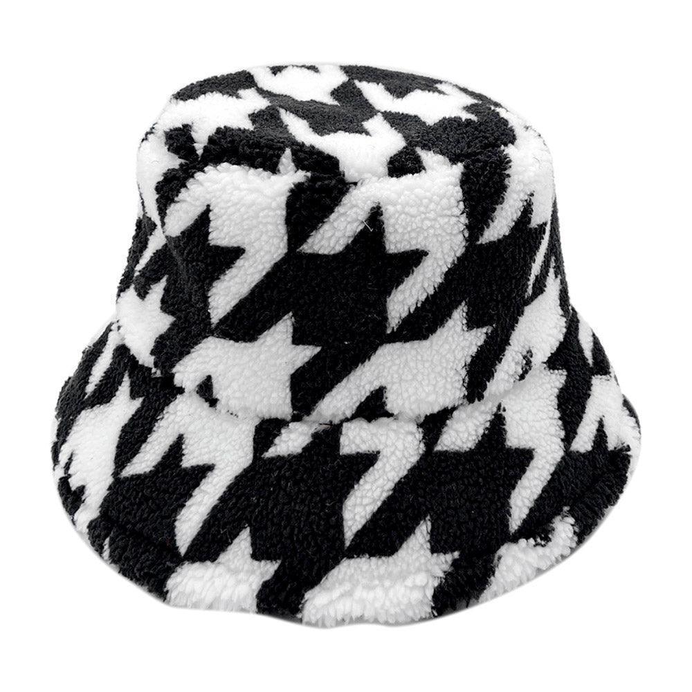 Houndstooth Patterned Sherpa Bucket Hat - Jewelry Store by Erik Rayo