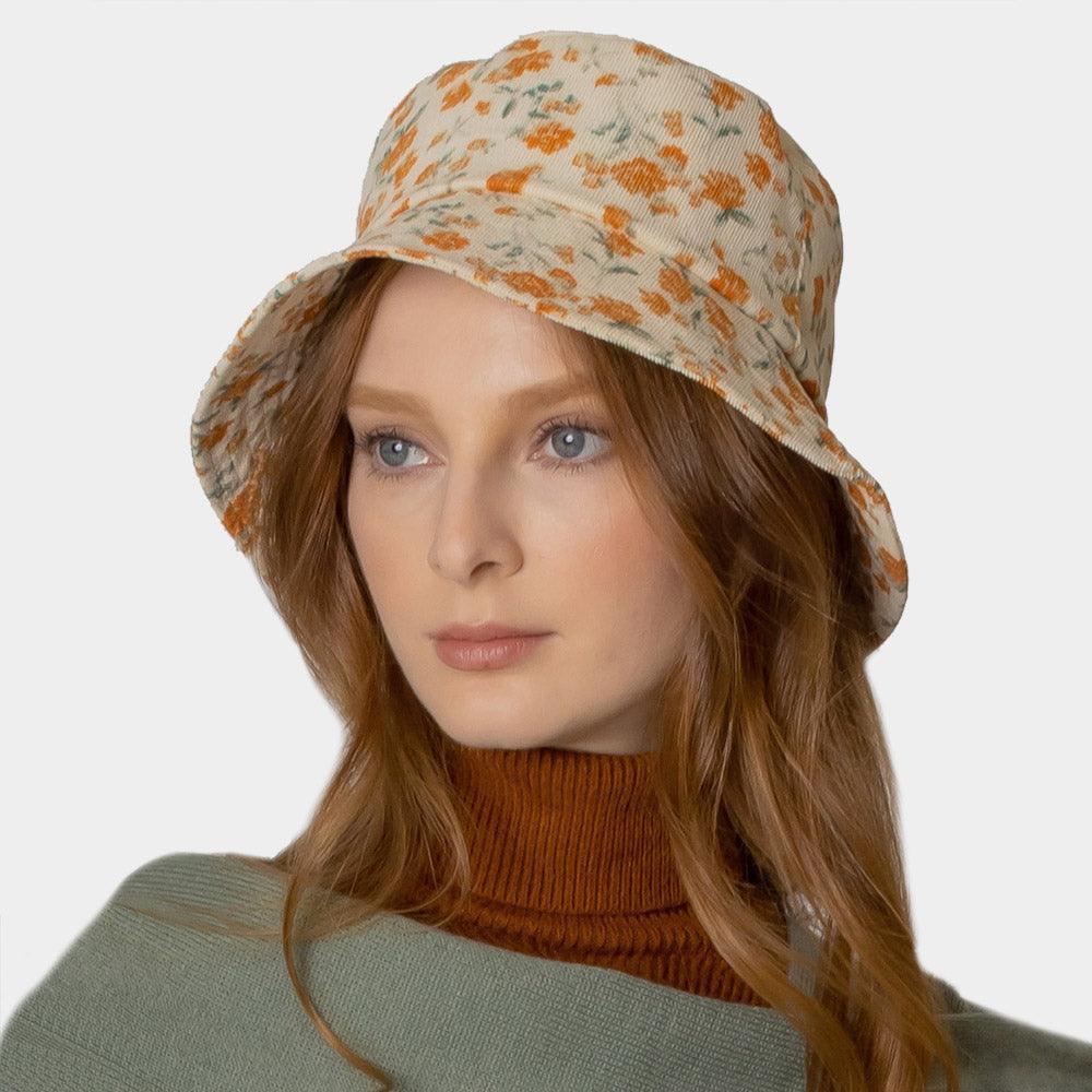 Floral Printed Corduroy Bucket Hat - Jewelry Store by Erik Rayo