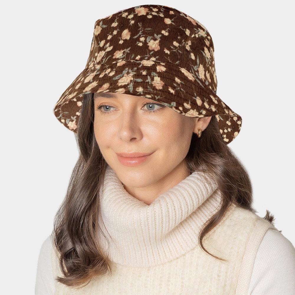 Floral Printed Corduroy Bucket Hat - Jewelry Store by Erik Rayo