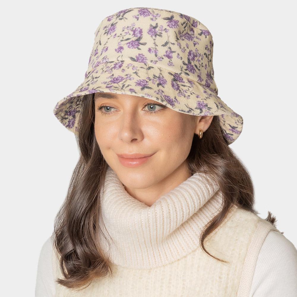 Floral Printed Corduroy Bucket Hat - Jewelry Store by Erik Rayo