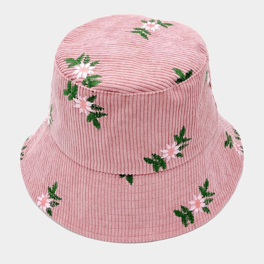 Embroidered Floral Corduroy Bucket Hat - Jewelry Store by Erik Rayo