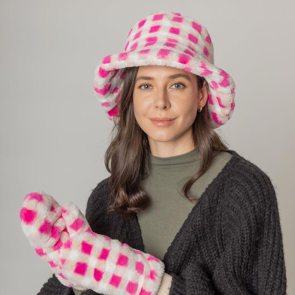 Checkered Faux Fur Bucket Hat - Jewelry Store by Erik Rayo