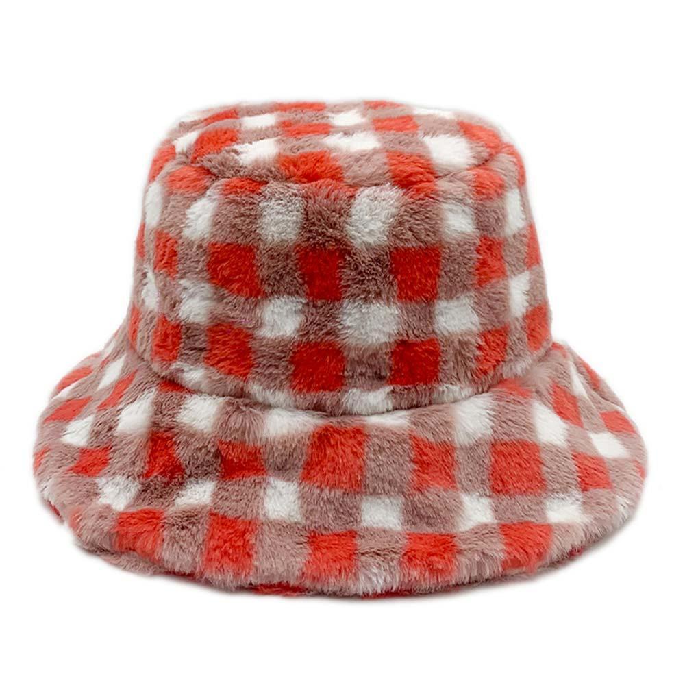 Checkered Faux Fur Bucket Hat - Jewelry Store by Erik Rayo