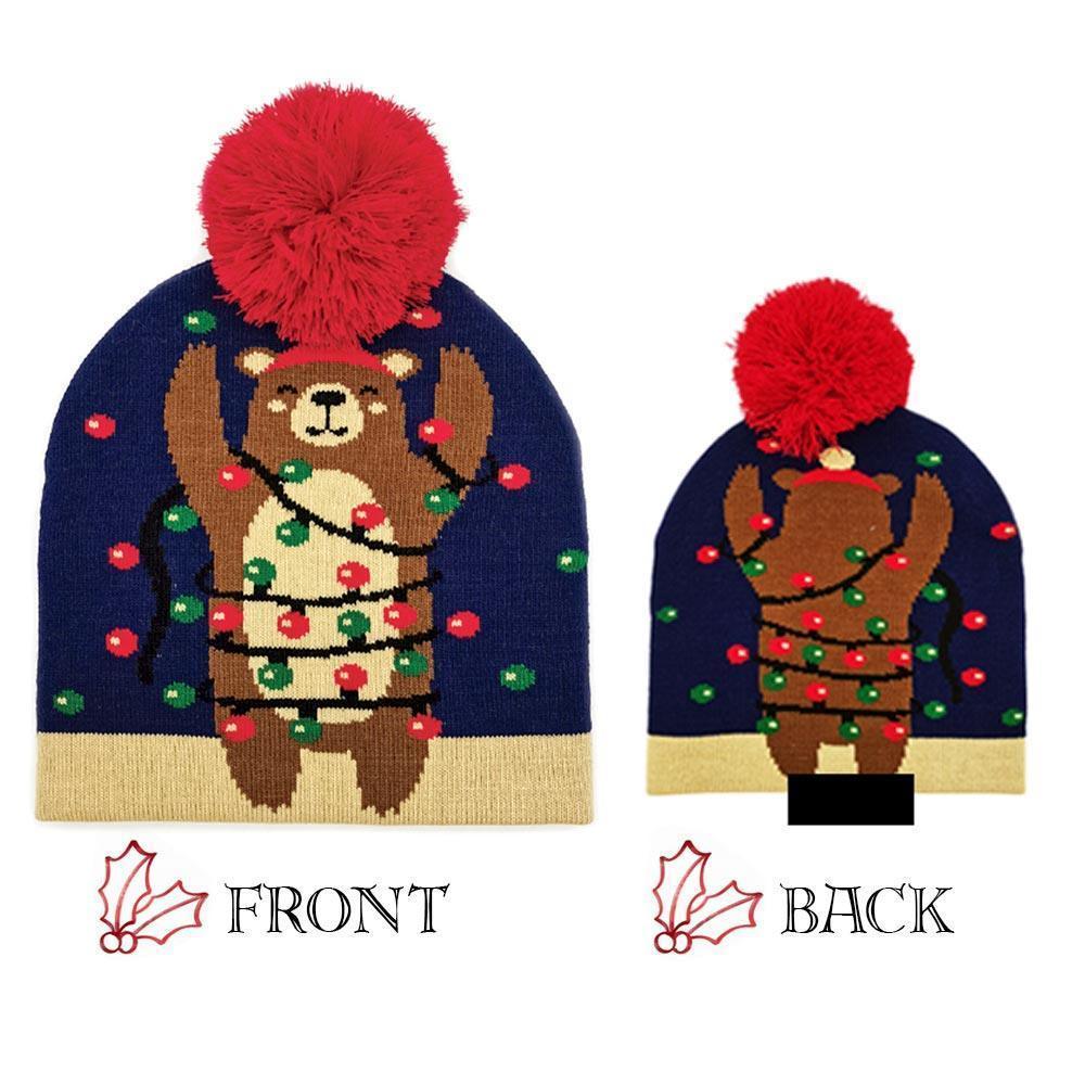 Christmas Bear Pom Knit Beanie Hat - Jewelry Store by Erik Rayo