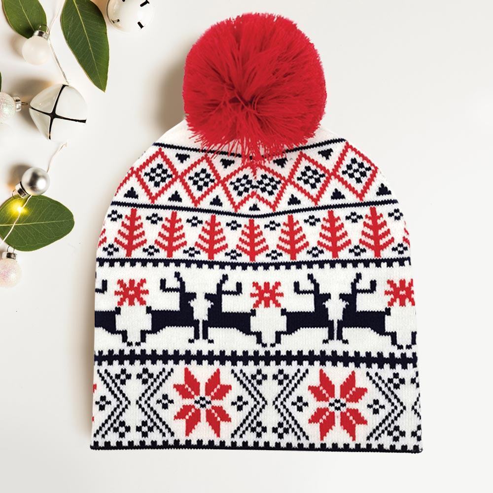 Christmas Reindeer Pom Knit Beanie Hat - Jewelry Store by Erik Rayo