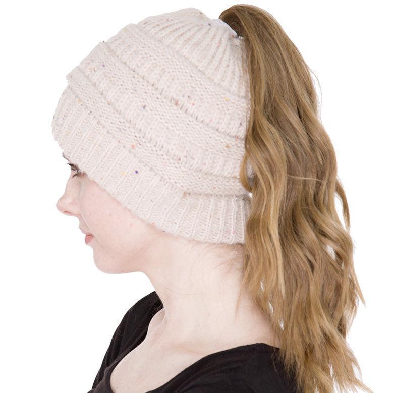 Knit Ponytail Beanie Hat - Jewelry Store by Erik Rayo