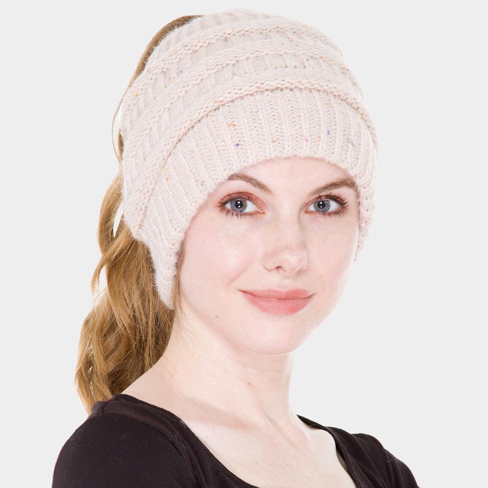 Knit Ponytail Beanie Hat - Jewelry Store by Erik Rayo