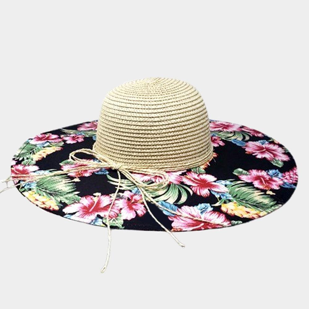 Flower Leaf Patterned Straw Sun Hat - Jewelry Store by Erik Rayo