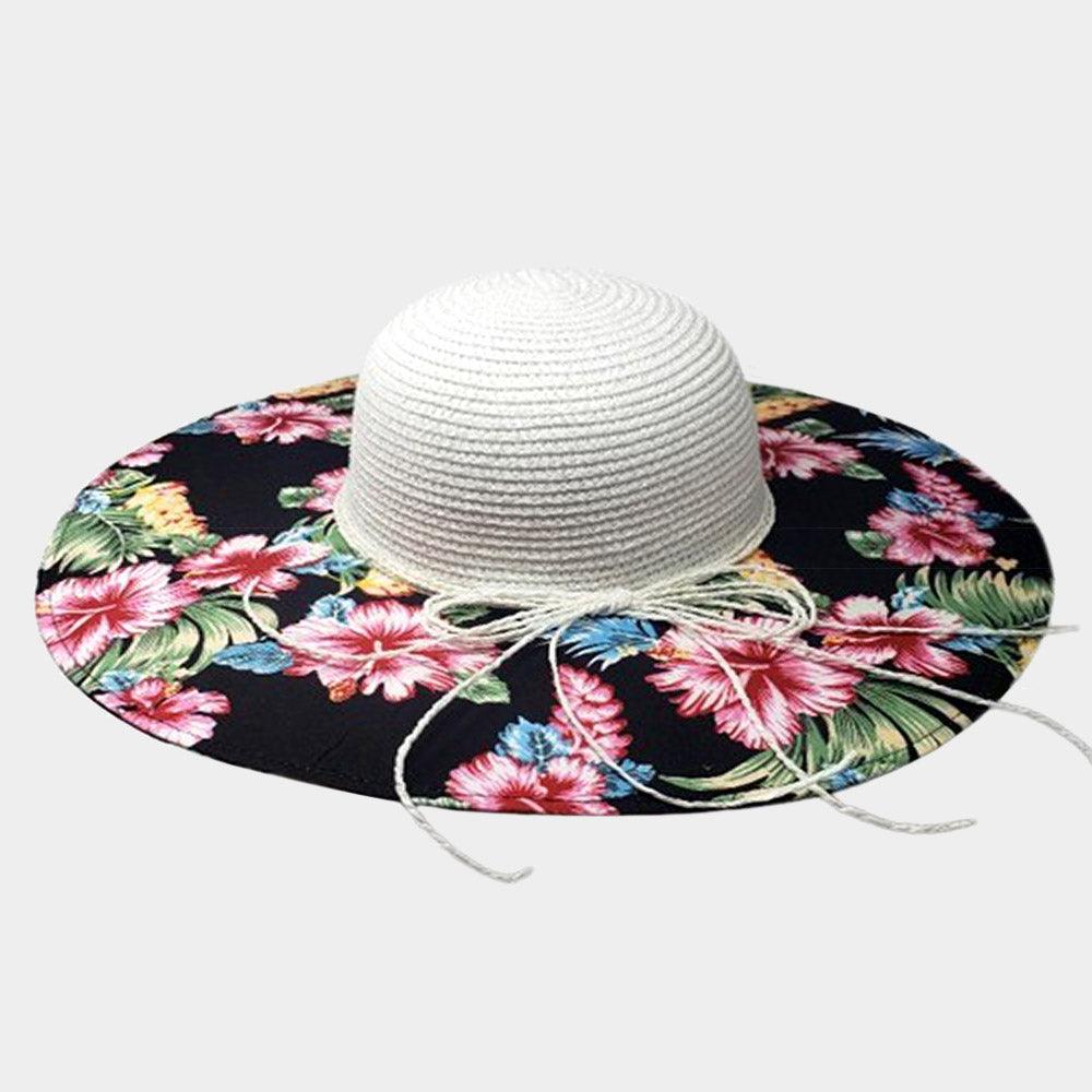 Flower Leaf Patterned Straw Sun Hat