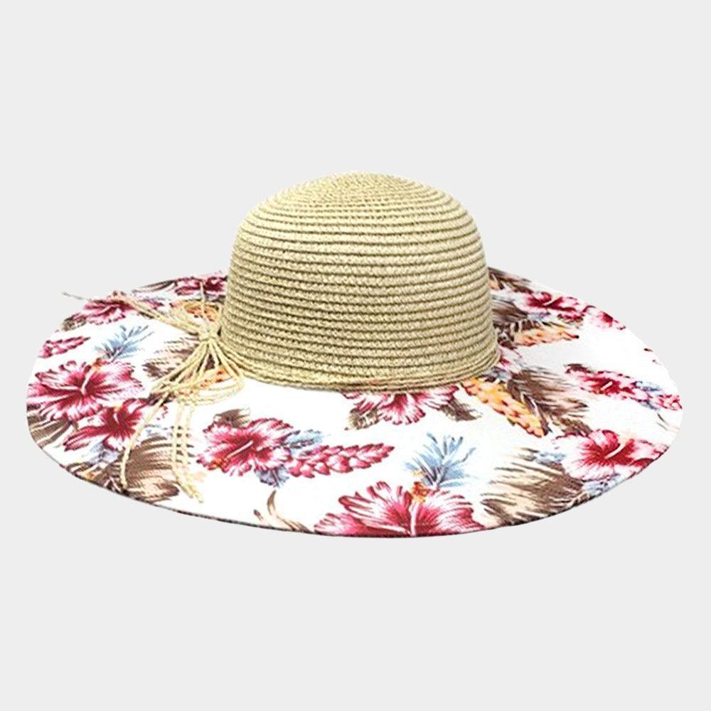 Flower Leaf Patterned Straw Sun Hat - Jewelry Store by Erik Rayo