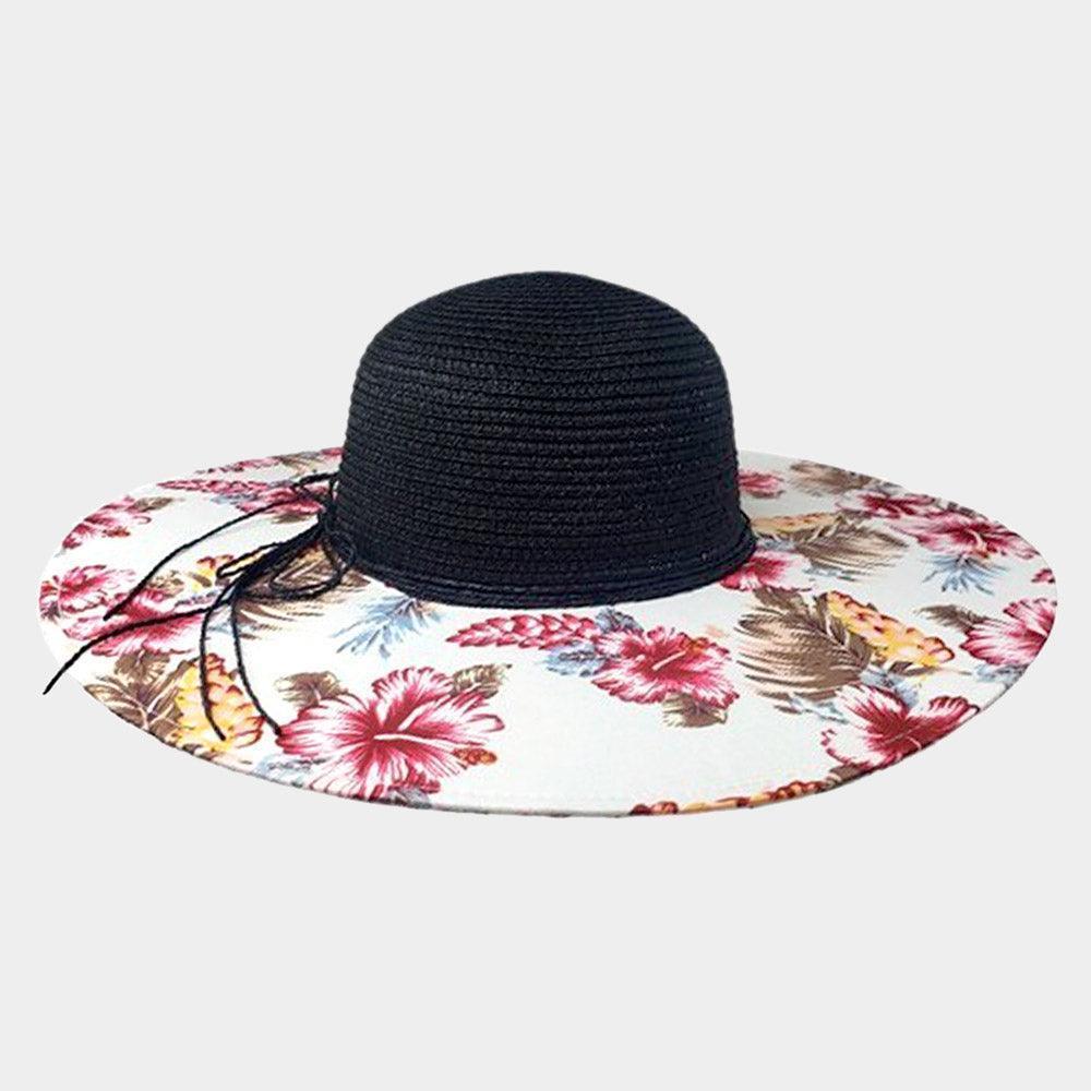 Flower Leaf Patterned Straw Sun Hat - Jewelry Store by Erik Rayo