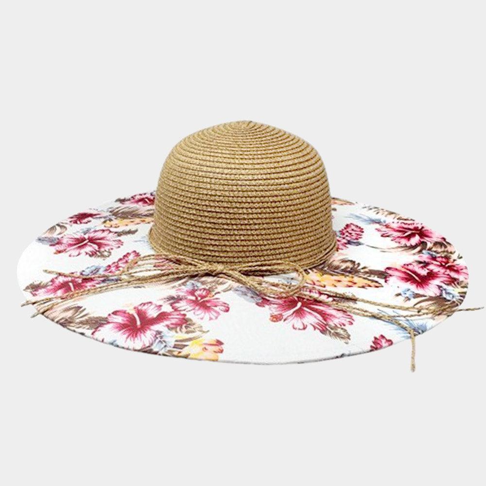 Flower Leaf Patterned Straw Sun Hat - Jewelry Store by Erik Rayo