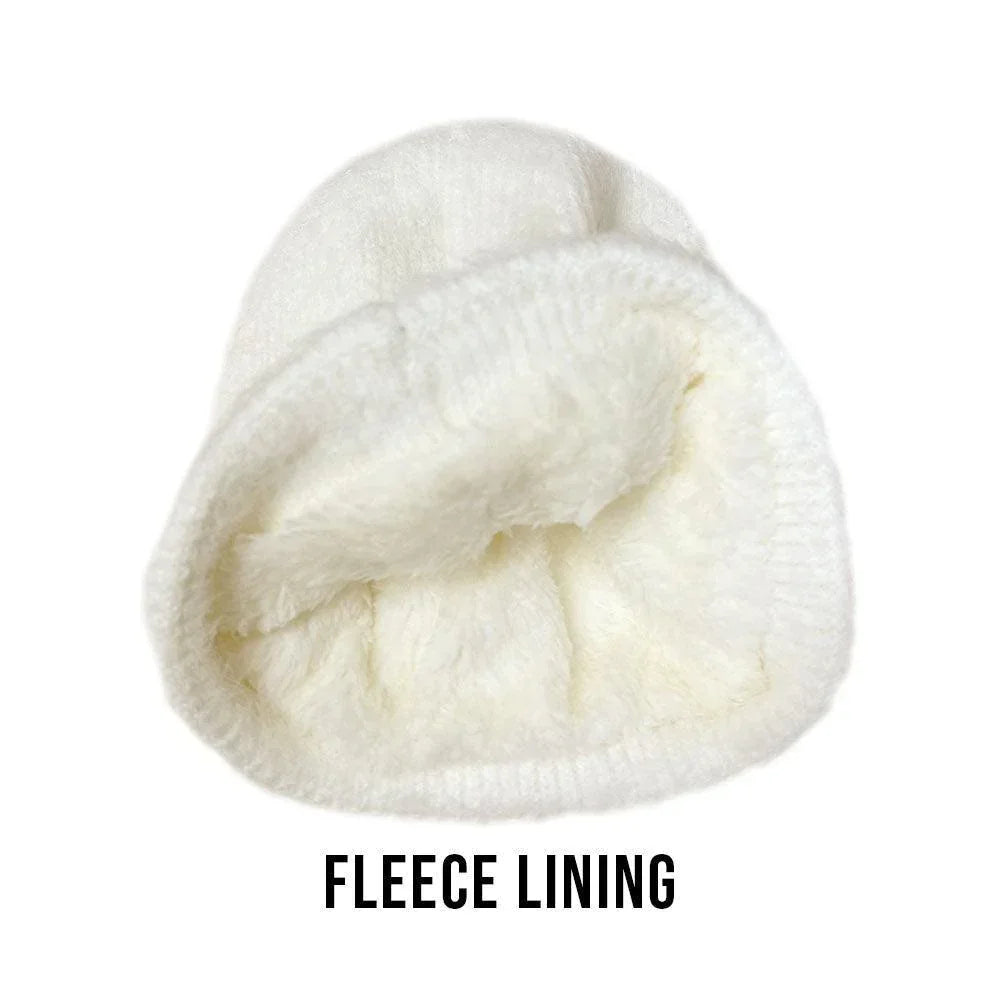Fleece Lining Rhinestone Embellished Pom Pom Beanie Hat - Jewelry Store by Erik Rayo