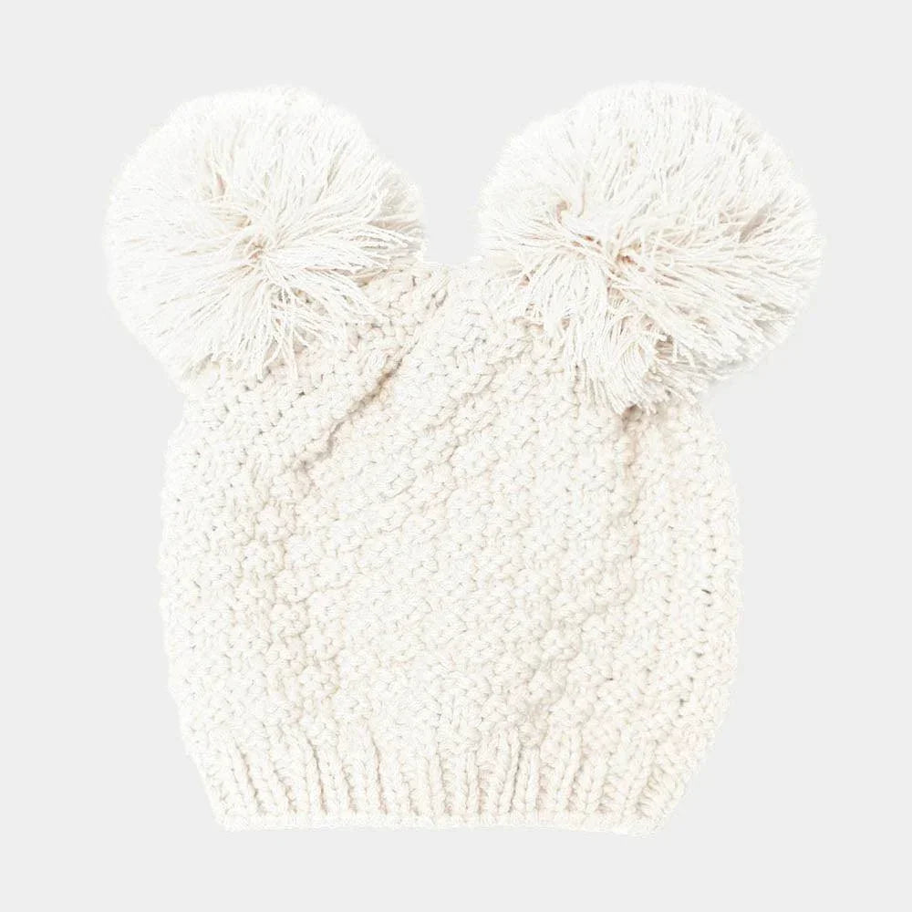 Double Pom Pom Knit Beanie Hat - Jewelry Store by Erik Rayo