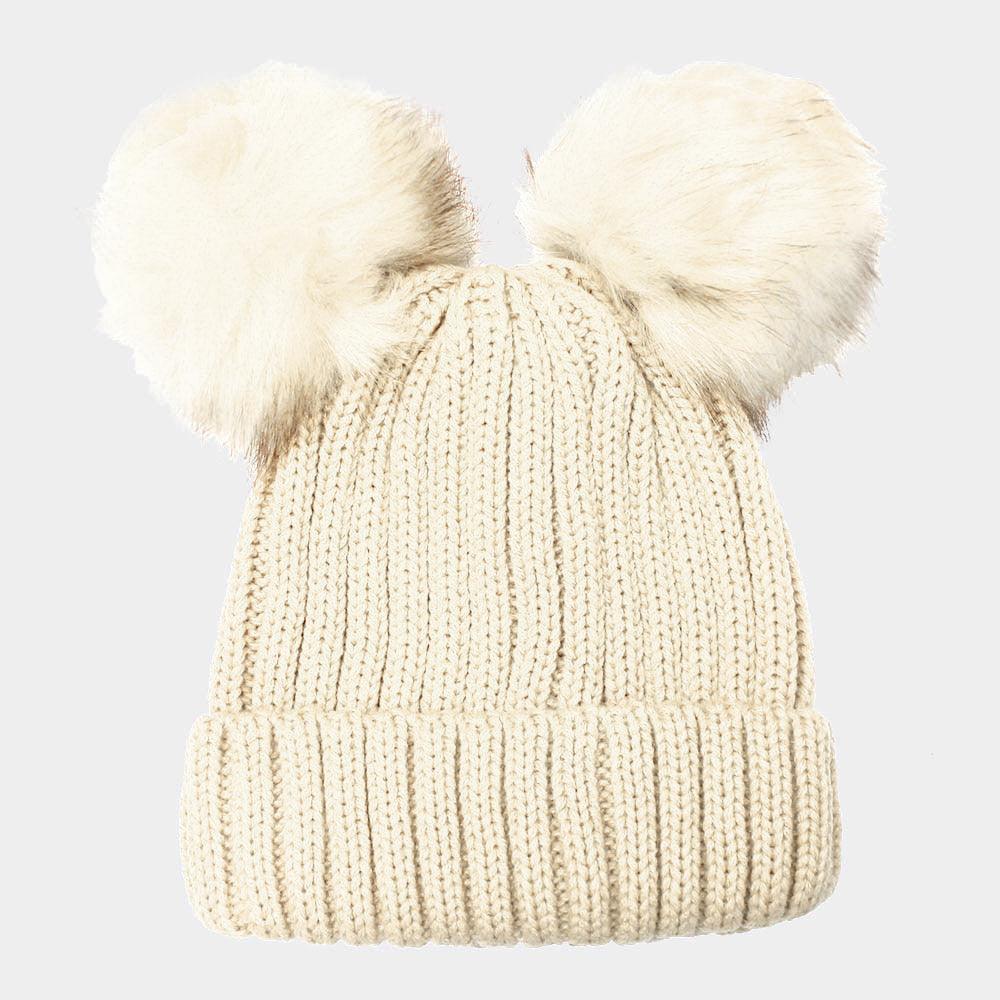 Double Pom Pom Knit Beanie Hat - Jewelry Store by Erik Rayo