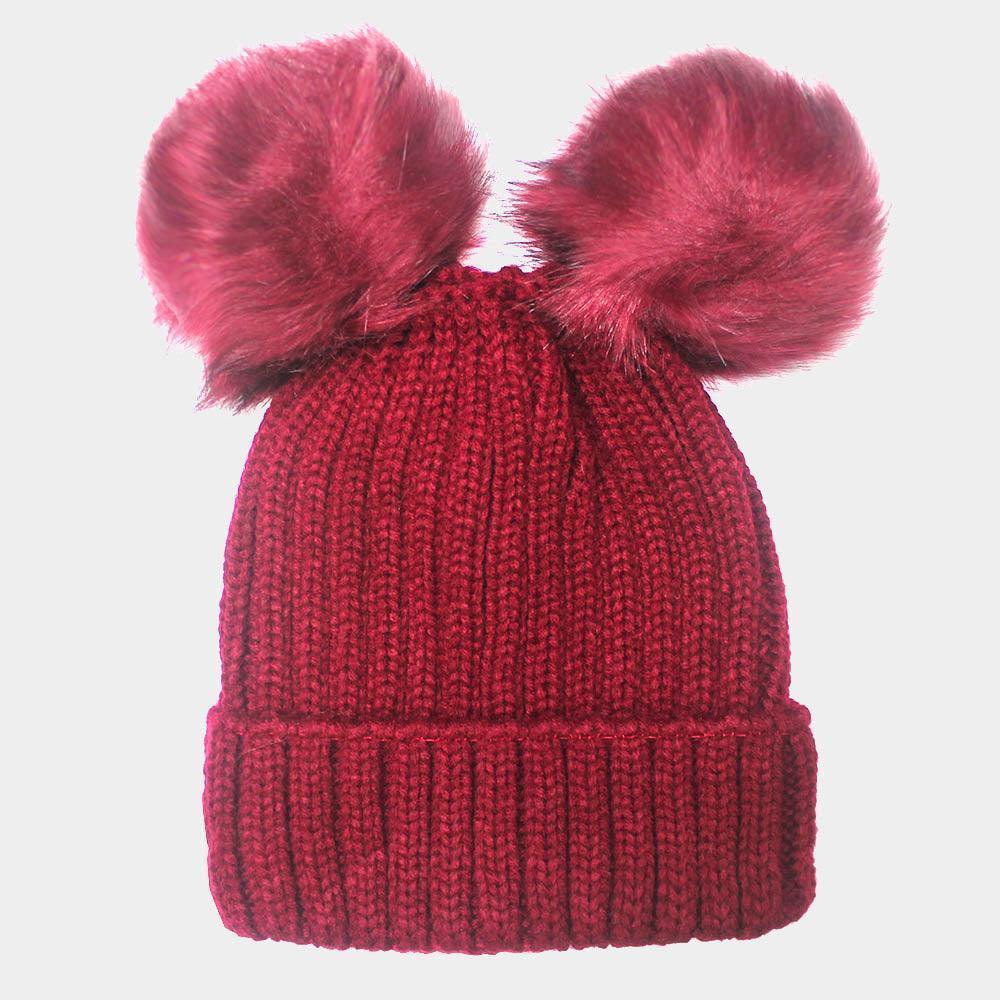 Double Pom Pom Knit Beanie Hat - Jewelry Store by Erik Rayo