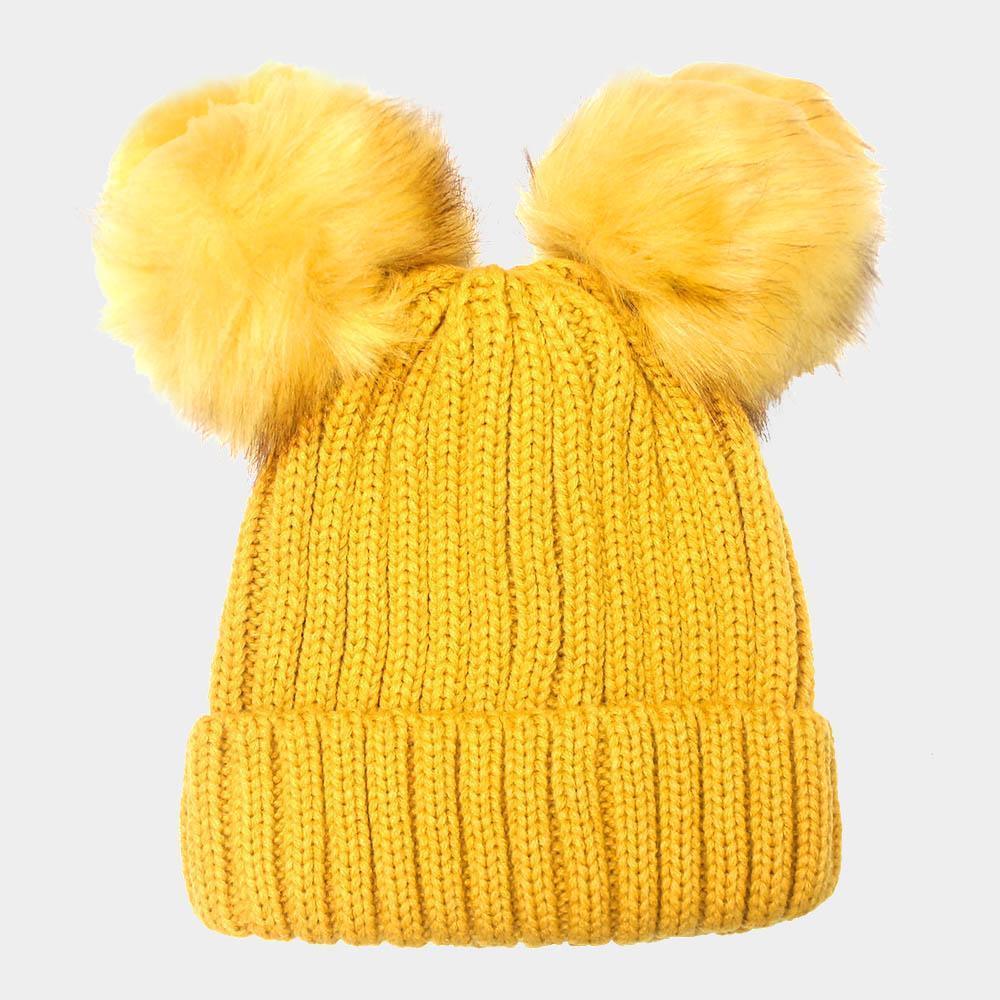 Double Pom Pom Knit Beanie Hat - Jewelry Store by Erik Rayo
