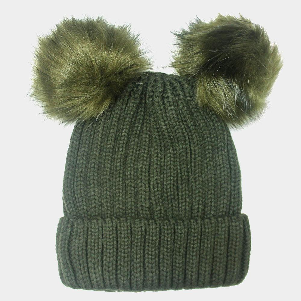 Double Pom Pom Knit Beanie Hat - Jewelry Store by Erik Rayo