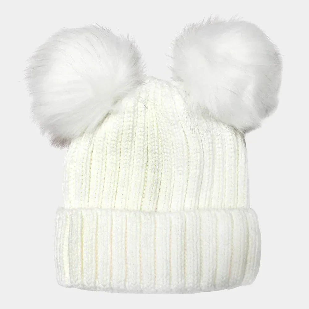 Double Pom Pom Knit Beanie Hat - Jewelry Store by Erik Rayo