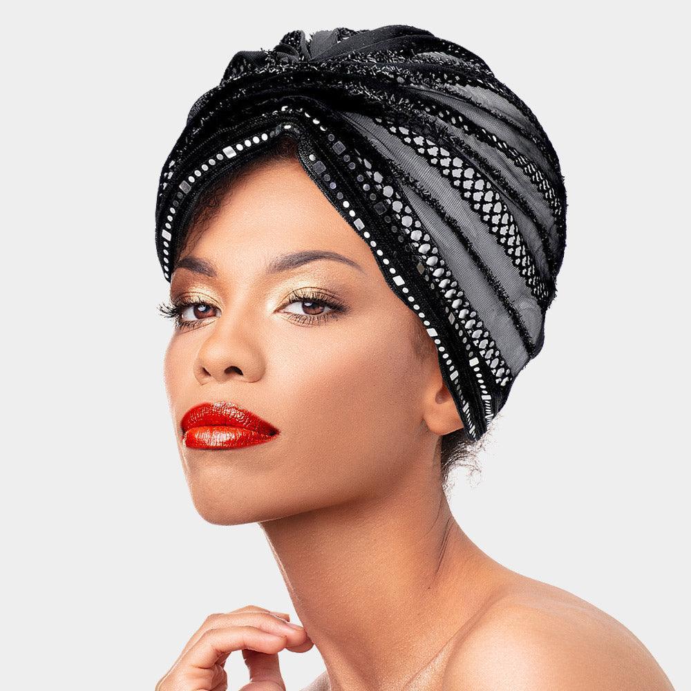 Black Mesh Turban Hat - Jewelry Store by Erik Rayo