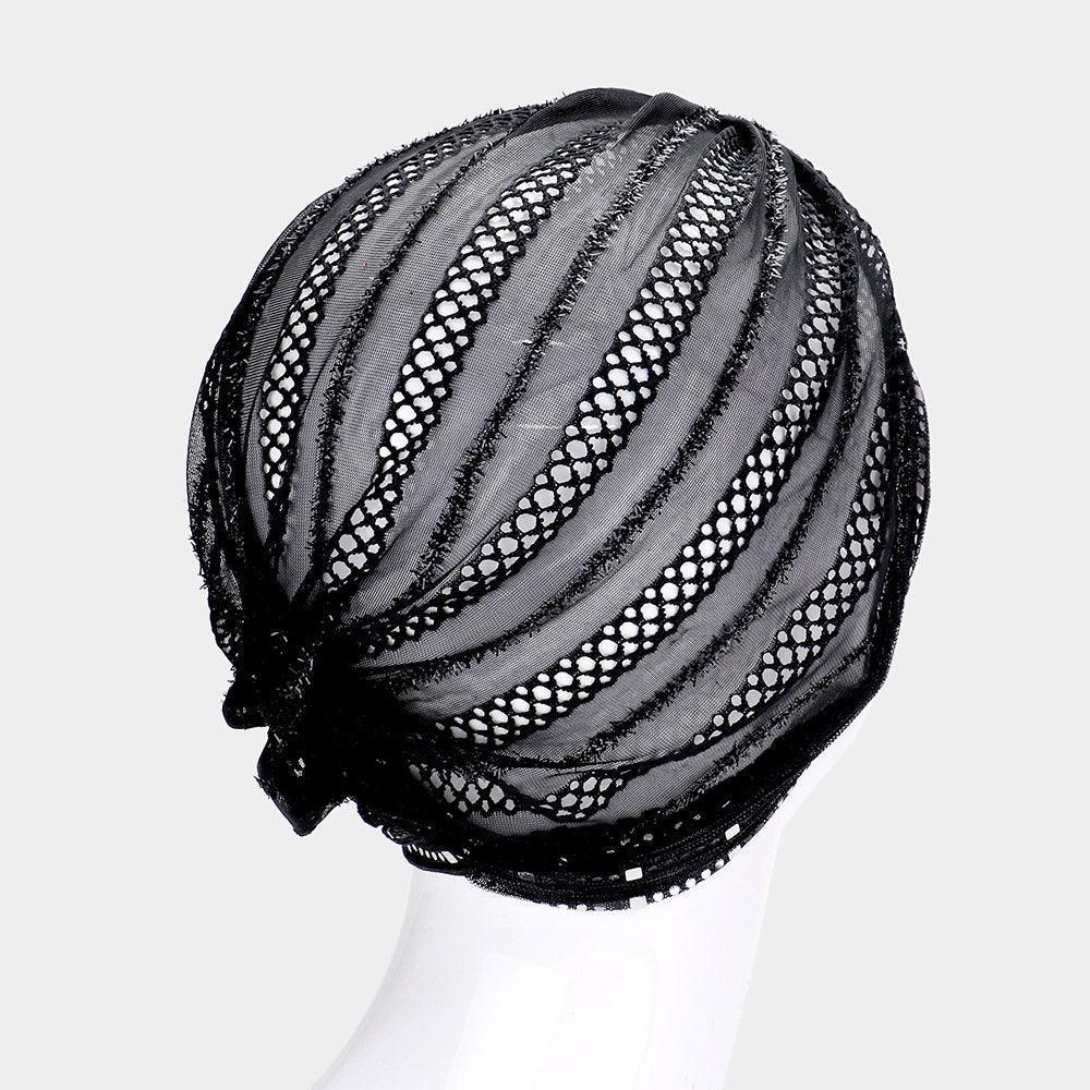 Black Mesh Turban Hat - Jewelry Store by Erik Rayo