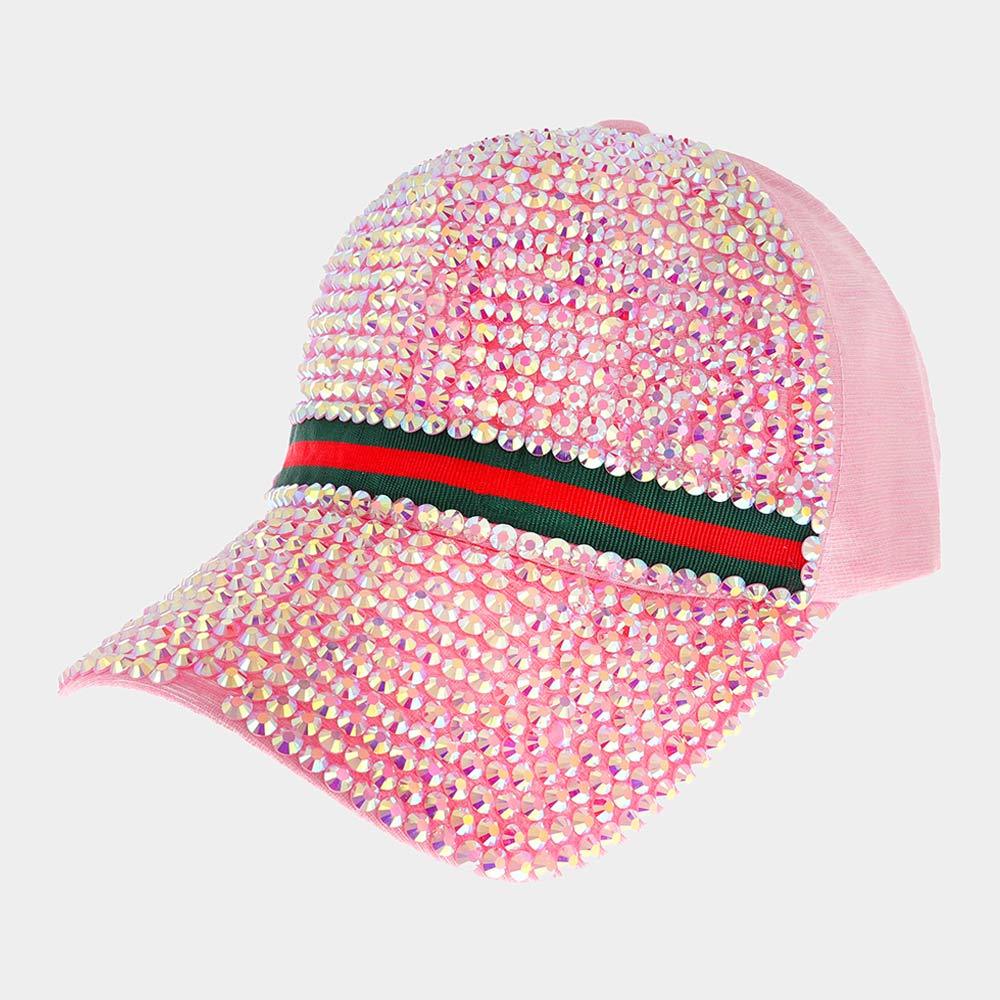 Color Block Detailed Bling Baseball Cap